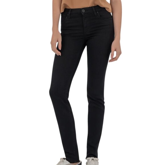 Kut from the Kloth Diana Mid Rise Relaxed Fit Skinny Jeans - Black - 14 - Picture 1 of 11
